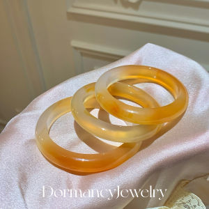 Natural Agate Chalcedony Bracelet Half round Bar for Girls Original Design  out Jewelry Fashion Accessories Handmade Craft