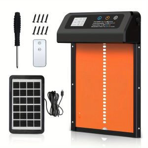 ORACCHI- Solar - Automatic coop door with timer - remote control thickened aluminum coop door built-in battery solar powered