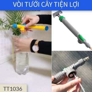 Vòi Bơm Áp Suất Cao Chuyên Dụng Cho Tưới Cây Sân Vườn kết hợp với các chai nước ngọt bỏ đi để làm bình đựng nước