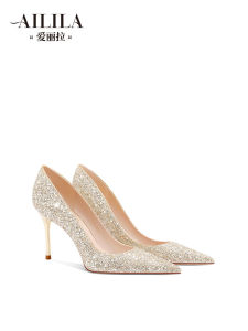 Champagne Gold Wedding Shoes French Style for Brides Comfortable High Heels Two-Way Wear Spring New Arrival Princess Style
