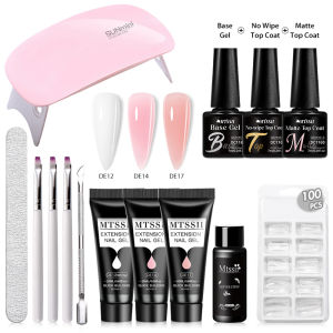 14Pcs/Set 20ml Poly Nail Gel Set 6W LED Lamp Full Gel Nail Polish Kit Quick Extension Nails Building Fingertips Polygel Tool Kit