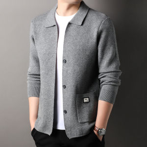 Slim Fit Knitted Cardigan Mens Spring Autumn Youth Korean Style Loose Casual Trendy Button up Knitwear Jacket