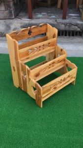 ชั้นวางเครื่องปรุง3ชั้น ชั้นวางของในครัว ที่วางเครื่องปรุง ชั้นวางขวด ชั้นไม้ฉลุ ทําสี แบบธรรมดา ชั้นไม้เสียบมีด ของใช้ในครัว