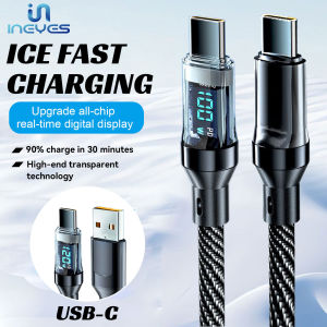 INEYES 2025 New Digital display 120W/100W fast charging dual Type-C charging cable flash charging data cable With LED Display