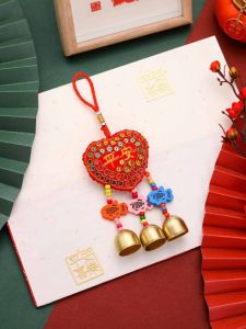 New Years Embroidered Incense Bag Wind Chimes Car Hanging Ornament Lucky Bag Sequin Decorated Bell Festive Celebration Supplies