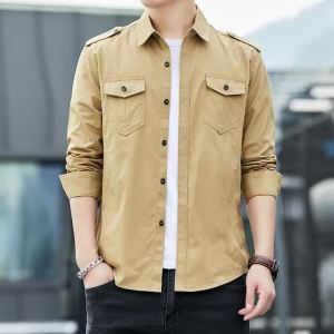 CHAFEI | Pure Cotton Casual Long-sleeve Shirts Spring and Autumn Versatile Turn-down Collar Workwear Outerwear
