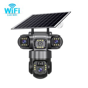 V380 Solar Camera 3 Lens Wifi Solar Camera HD 15MP 6K Outdoor CCTV Waterproof Night Vision Two-Way Mobile Tracking IP Camera