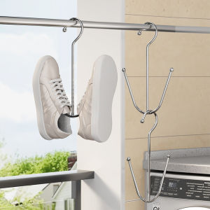 3PCS Shoes Drying Rack Stainless Steel Metal Hanging Shoe Organizer Space Saving Drying Rack With Hook For Closet Rod