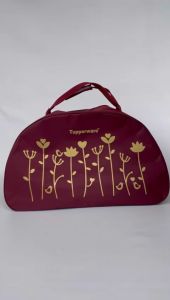 Kitbag Tulip Gold Tupperware (zipper bunga es)//Tas Travelling