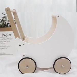 Kids Wooden Moon Shopping Cart Baby Push Walker Baby Walker with Wheels for Boy & Girl 12 Months and Up Sit to Stand 2-in-1 Learning Walker