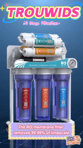 TROUWIDS Undersink RO Water Filter System 100 GPD Reverse Osmosis Water Purifier For Drinking 0.0001 Micron