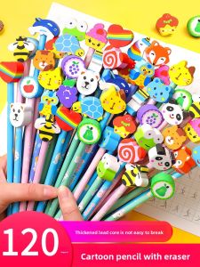 SHUBO | Cartoon Animal Design HB Pencils with Erasers for Children