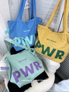 Korean Style Waterproof Quick Dry Drawstring Letter Tote Bag Womens Summer Commuting Versatile Large Capacity Single Shoulder Bag