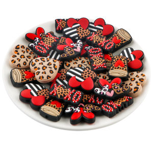 Sunrony 5Pcs New Love Leopard Silicone Focal Beads For Jewelry Making DIY Keychain Necklace Bracelet Handwork Accessories