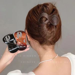 Zy Fashion 8-shaped Frosted Hair Clip for Women Korean Style Elegant Temperament Ponytail Clip Fashion Girl Hair Claw