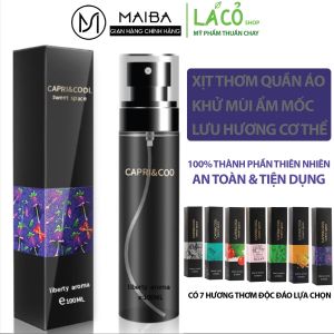Xịt thơm quần áo MAIBA khử mùi ẩm mốc lưu hương cơ thể giày dép khử mùi mồ hôi xịt thơm phòng CaPri Cool 7 mùi hương 100ml