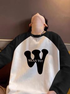 Heavyweight Pure Cotton Long Sleeve T-Shirt Mens Spring Autumn New Hong Kong Style Loose Trendy Base Shirt Top Trend