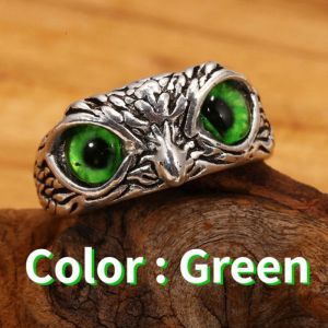 Fashion Vintage Cute Blue Eyes Owl Ring For Men Women Open Rings Silver Color Engagement Wedding Couple Ring Jewelry Gifts