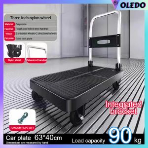 Trolley Cart 90KG Wheels Heavy Duty Hand Trucks Push Cart Heavy Foldable Aluminum Multifunctional Nylon silent wheel