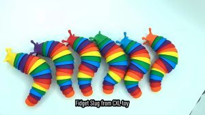 Colorful Fat Brain Slug Snail Toy Articulated Flexible 3D Slug Fidget Toy All Ages Relief Anti-Anxiety Sensory Toys for Children