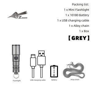 Alonefire | Alonefire Mini Zoom EDC Small Flashlight USB Rechargeable Torch Outdoor Camping Hiking Emergency Lighting Backup Keychain Light