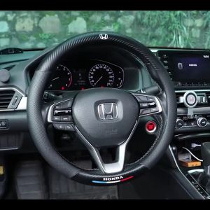 carbon fiber leather ปลอกพวงมาลัย ปลอกหุ้มพวงมาลัย หนังคาร์บอนไฟเบอร์ steering wheel cover Honda CITY JAZZ CIVIC HRV CRV