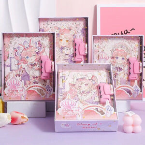 A5 Password Lock Notebook High Aesthetic Value Cute Girl Heart Secret Diary Memo Notebook Color Pages Business Stationery