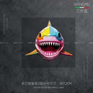 Bo Hanya Dopamine Shark Body Sticker สําหรับรถยนต์อุปกรณ์อิเล็กทรอนิกส์และยานพาหนะแก้วกันน้ําการออกแบบการ์ตูนสะท้อนแสง