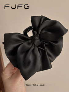 Elegant Large Bowknot Hair Clip Womens Half Updo Hair Accessories Shark Clamp Face Slimming Fashionable Hair Grips 2024