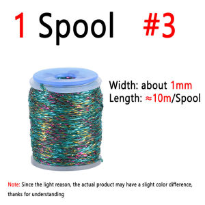 Bimoo 10M 1mm Wide Holographic Flash Flat Braid Thread Fly Tying Material For Nymph Streamer Saltwater Fly Trout Fishing Lures