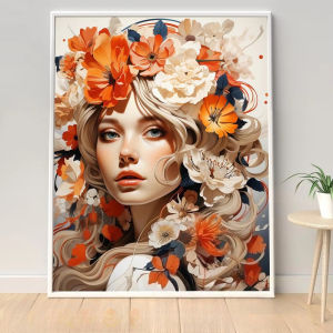 Jigsaw Puzzle Sweet Beautiful Orange Flowers Woman Floral Portrait For Adults Great Family Fun Relaxing Brain Teaser Gift