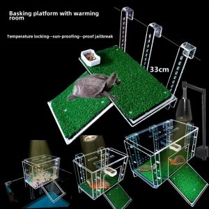 Turtle Drying Platform Climbing Platform Hook Acrylic Deep Water Turtle Drying Platform Turtle Pot Floating Island Aquarium Drying Back Platform Climbing Greenhouse