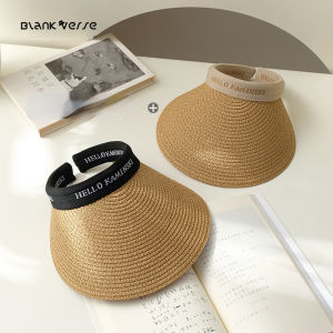 【WJ】Summer large brim sun protection hat cycling UV protection sun protection hat fashionable empty top hat versatile straw woven sun hat