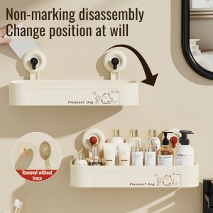 Household Wall-mounted Non-punching Suction Cup Load-bearing Storage Rack Cosmetics Storage Rack