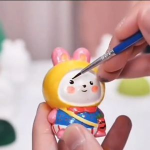 DIY Patung Lukis Motif Kartun Lucu Patung Gypsum Painting Kit Isi 3 Pcs 12warna