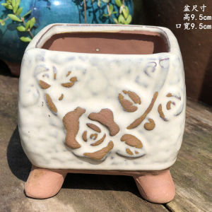 Handmade Purple Clay Plant Pots Indoor Desktop Creative Square Mouth Small Vessels for Green Plants And Orchids