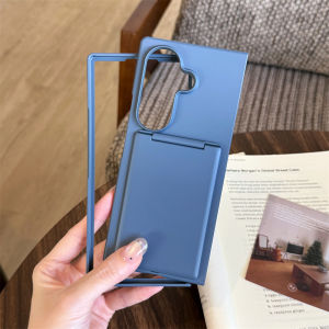 Slot Card Wallet Clip Stand Phone Case for Samsung Galaxy Z Fold 8 Ultra 7 6 5 Solid Frosted Protect Bracket Hard Clear Cover