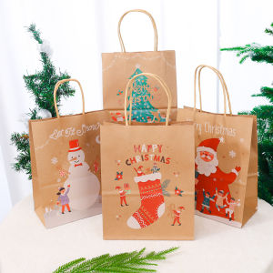 【On Sale】5Pcs ถุงใส่ของขวัญขนมปาร์ตี้วันหยุดถุงกระดาษแจกฟรีสำหรับงานเลี้ยงคริสต์มาส