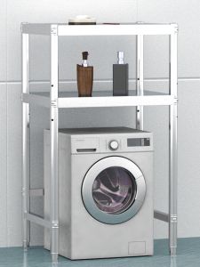 Stainless Steel Laundry Room Multi-Functional Storage Rack High Leg Shelf for Bathroom Balcony Home Use Rust Proof Kitchen Organizer