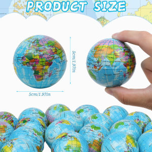 6Pcs Mini Earth Stress Balls Finger Soft Sponge Earth Exercise Globe Squeezable Ball Educational Foam Squeezable Balls Gift