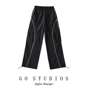 Street Style Loose Fitting High Waist Casual Wide Leg Pants for Women Spring Autumn Season Retro American Design