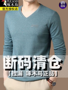 Long Sleeve V-Neck Mens T-Shirt Casual Basic Cotton Spring Autumn Fashion City Style Business Casual Pure Color Bottom Shirt