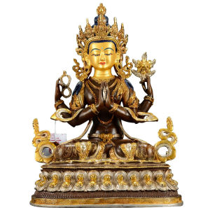 Handcrafted Four-Armed Guanyin Statue Bronze Decorative