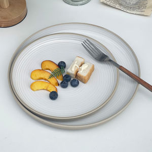 Nordic Instagram Style Ceramic Tableware Household Dinner Plate Steak Plate round Western Cuisine Plate Plate Dish Dessert Fruit Plate