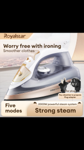 Royalstar Transparent Water Tank Dry and Steam Function Flat Iron Machine for Travel Home