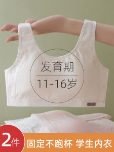 Girls Underwear Development Period Student Vest Middle School Pure Cotton Bra Fixed Cup Running Shockproof Sports Female Junior High School Girl