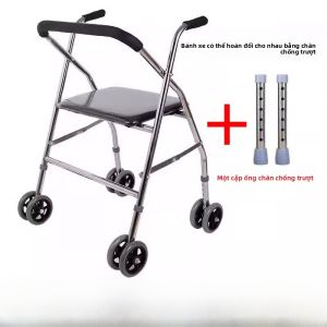 Gio Hàng Di Động Chống Trượt Có Thể Gập Lại Bốn Bánh Cho Người Cao Tuổi Đi Bộ Ngoài Trời Xe Đẩy Di Chuyển Xe Đẩy Hỗ Trợ