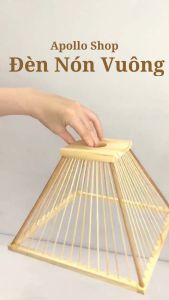 Đèn Tre Gỗ Thả Trần Trang Trí Dùng Để Decor Nhà Hàng Quán Cafe Homestay... Cực Chất. Mẫu Nón Vuông- Apollo_90 Shop