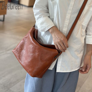 BeeGreen Women Soft Genuine Leather Shoulder Bag High Quality Commuter Bag Large Capacity Sling Bag