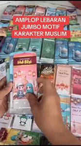 PAKET 50PCS AMPLOP LEBARAN JUMBO MOTIF KARAKTER MUSLIM 2025